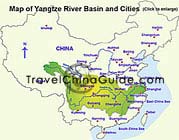 Map of Yangtze River Basin and Cities