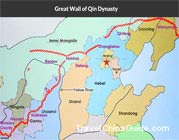 Map of Great Wall in Qin Dynasty
